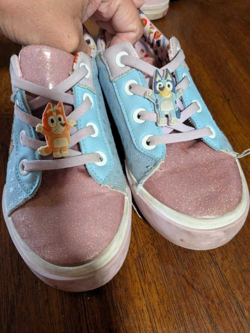 Bluey Toddler Girls Glitter High Top Sneakers Size 13 Pink Blue Character Shoes